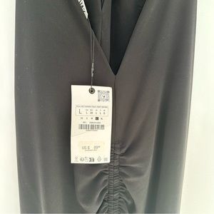 Zara NWT black ruched halter dress. Size large.